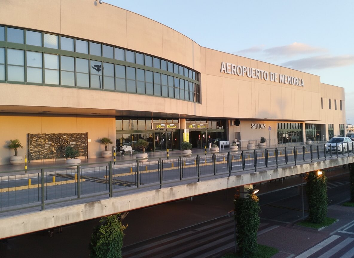 Façade des départs de l'Aéroport Minorque