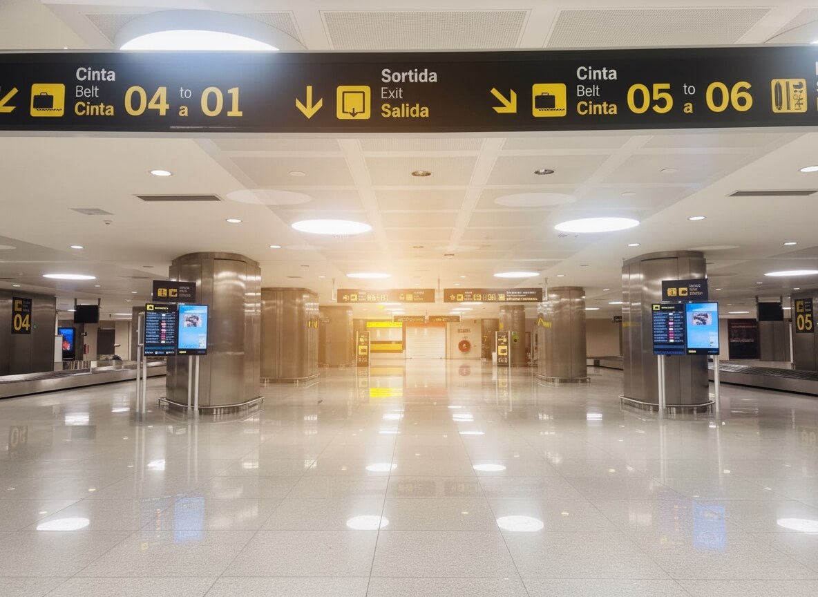 Sortie du terminal de l'Aéroport Minorque vers les taxis